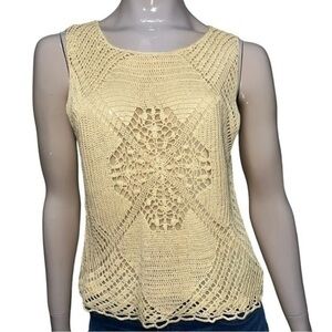 DS Debbie Shuchat Women’s Size XL Tan Dark Cream Crochet Sleeveless Tank Top